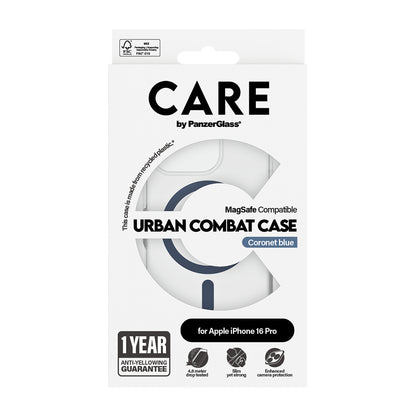 Futrola MagSafe za Apple iPhone 16 Pro, PanzerGlass, Care Urban Combat, Plava Transparentna