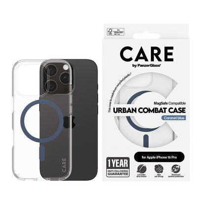 Futrola MagSafe za Apple iPhone 16 Pro, PanzerGlass, Care Urban Combat, Plava Transparentna