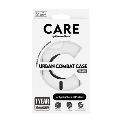 Futrola MagSafe za Apple iPhone 16 Pro, PanzerGlass, Care Urban Combat, Crna Prozirnost