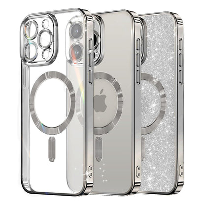 MagSafe futrola za Apple iPhone 16 Pro, Techsuit, Luxury Glitter, Srebrna