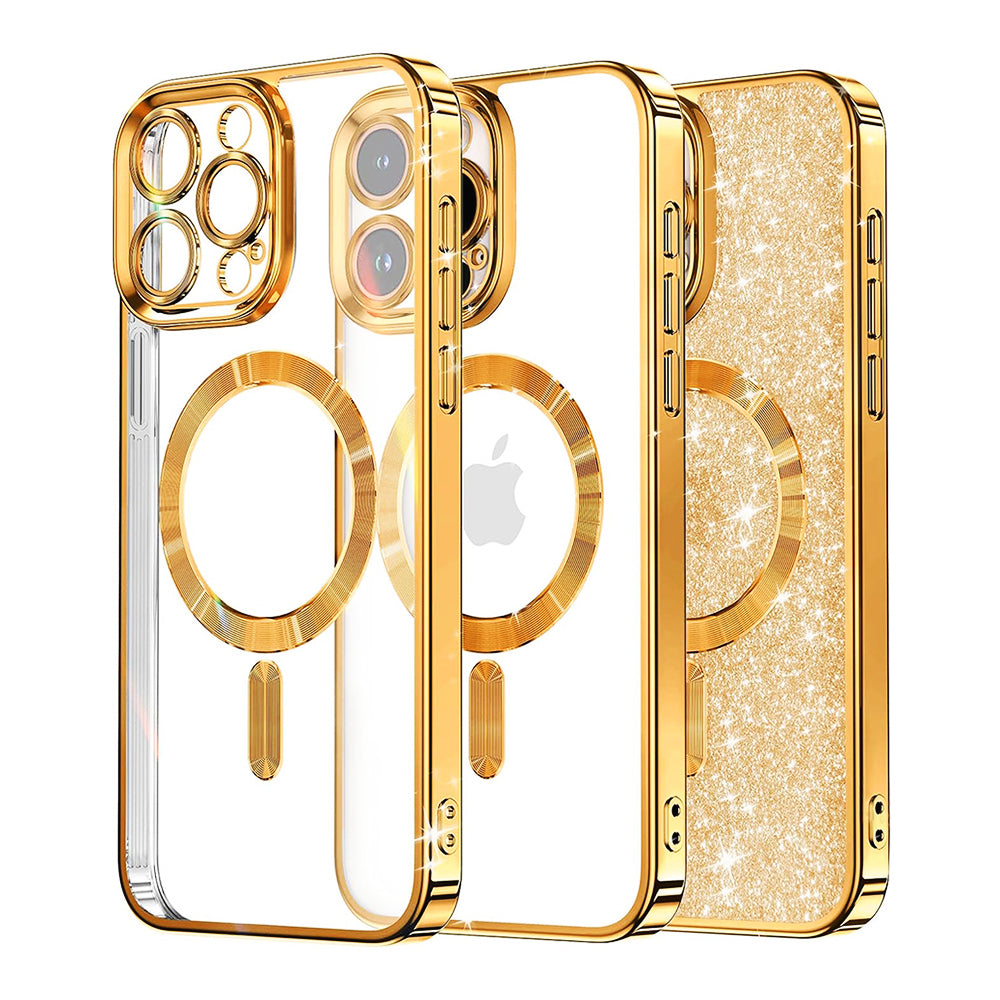 MagSafe futrola za Apple iPhone 16 Pro, Techsuit, Luxury Glitter, Zlatna