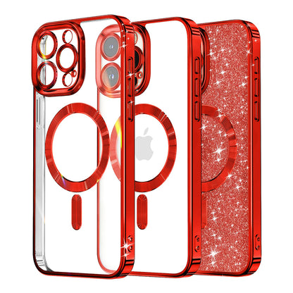MagSafe futrola za Apple iPhone 16 Pro, Techsuit, Luxury Glitter, Crvena