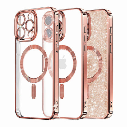 MagSafe maska za Apple iPhone 16 Pro, Techsuit, Luxury Glitter, Ružičasto Zlatna