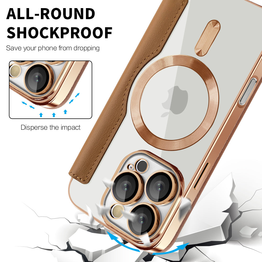 MagSafe futrola za Apple iPhone 16 Pro, Techsuit, SmartMag Book, Smeđa