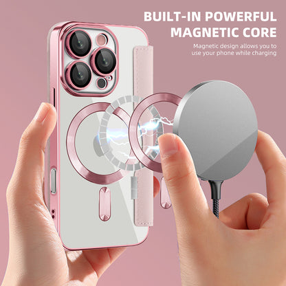 MagSafe futrola za Apple iPhone 16 Pro, Techsuit, SmartMag Book, Roza