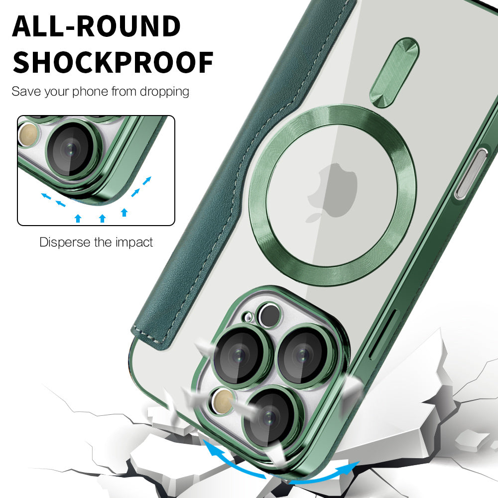 MagSafe futrola za Apple iPhone 16 Pro, Techsuit, SmartMag Book, Zelena