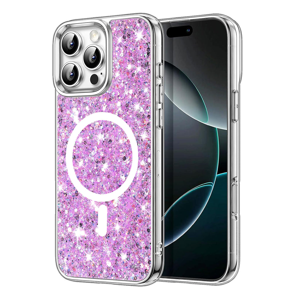 MagSafe maska za Apple iPhone 16 Pro, Techsuit, Sparkly Glitter, Magenta