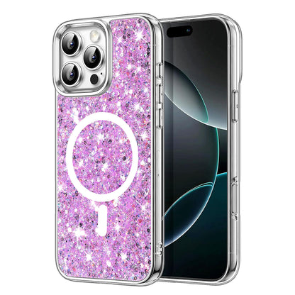 MagSafe maska za Apple iPhone 16 Pro, Techsuit, Sparkly Glitter, Magenta