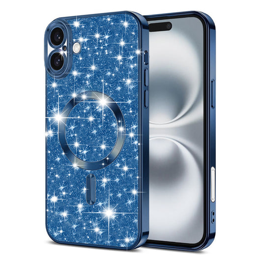 MagSafe futrola za Apple iPhone 16, Techsuit, Luxury Glitter, Tamno Plava