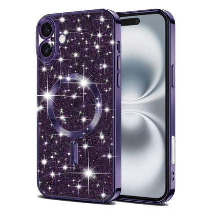 MagSafe maska za Apple iPhone 16, Techsuit, Luxury Glitter, Tamno Ljubičasta