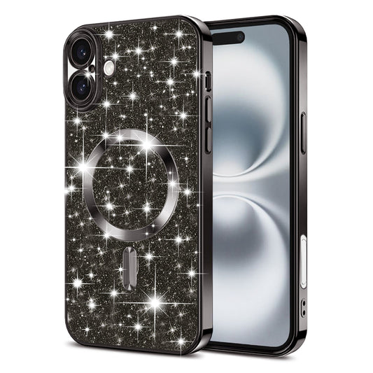 MagSafe futrola za Apple iPhone 16, Techsuit, Luxury Glitter, Crna