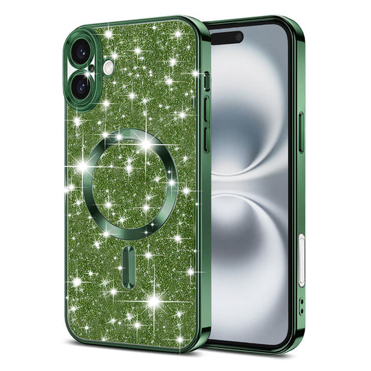 MagSafe maska za Apple iPhone 16, Techsuit, Luxury Glitter, Tamno Zelena