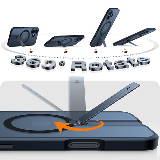 MagSafe torbica za Apple iPhone 16, Torras, Pstand Spin, Crna