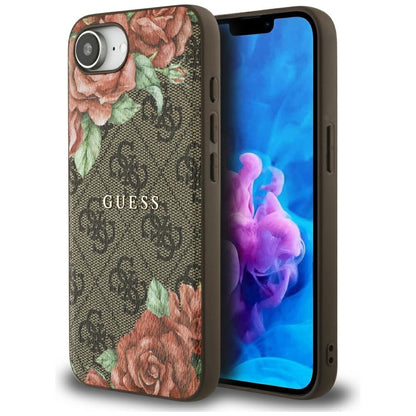 MagSafe futrola za Apple iPhone 16e, Guess, 4G Flowers Print, Smeđa