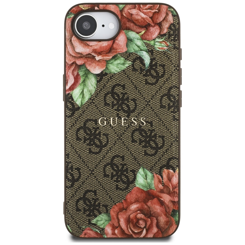 MagSafe futrola za Apple iPhone 16e, Guess, 4G Flowers Print, Smeđa