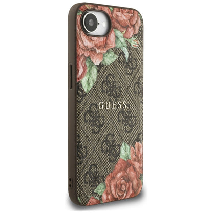 MagSafe futrola za Apple iPhone 16e, Guess, 4G Flowers Print, Smeđa