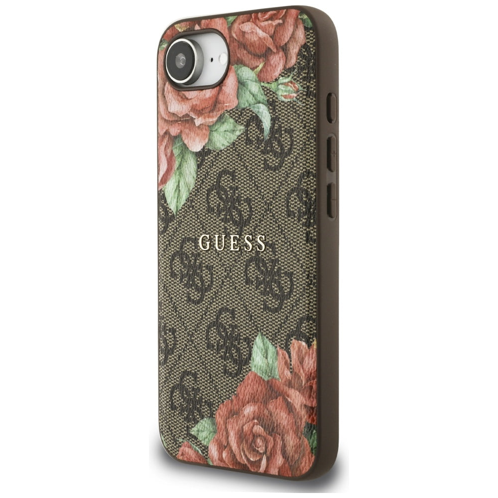 MagSafe futrola za Apple iPhone 16e, Guess, 4G Flowers Print, Smeđa