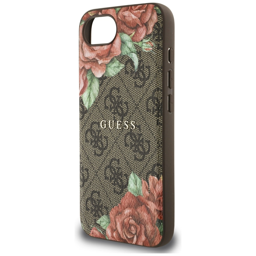 MagSafe futrola za Apple iPhone 16e, Guess, 4G Flowers Print, Smeđa