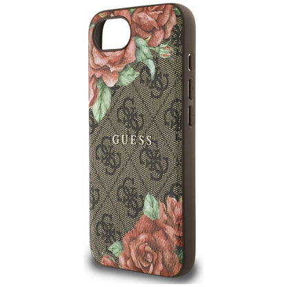 MagSafe futrola za Apple iPhone 16e, Guess, 4G Flowers Print, Smeđa