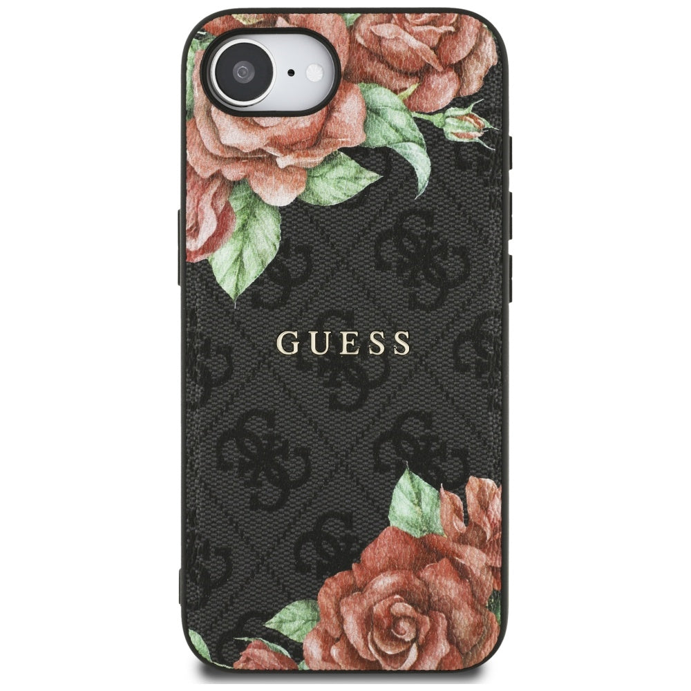 MagSafe futrola za Apple iPhone 16e, Guess, 4G Flowers Print, Crna