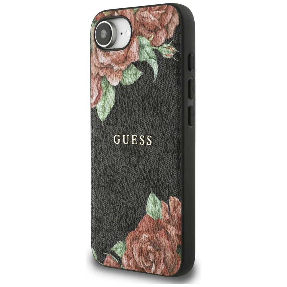 MagSafe futrola za Apple iPhone 16e, Guess, 4G Flowers Print, Crna