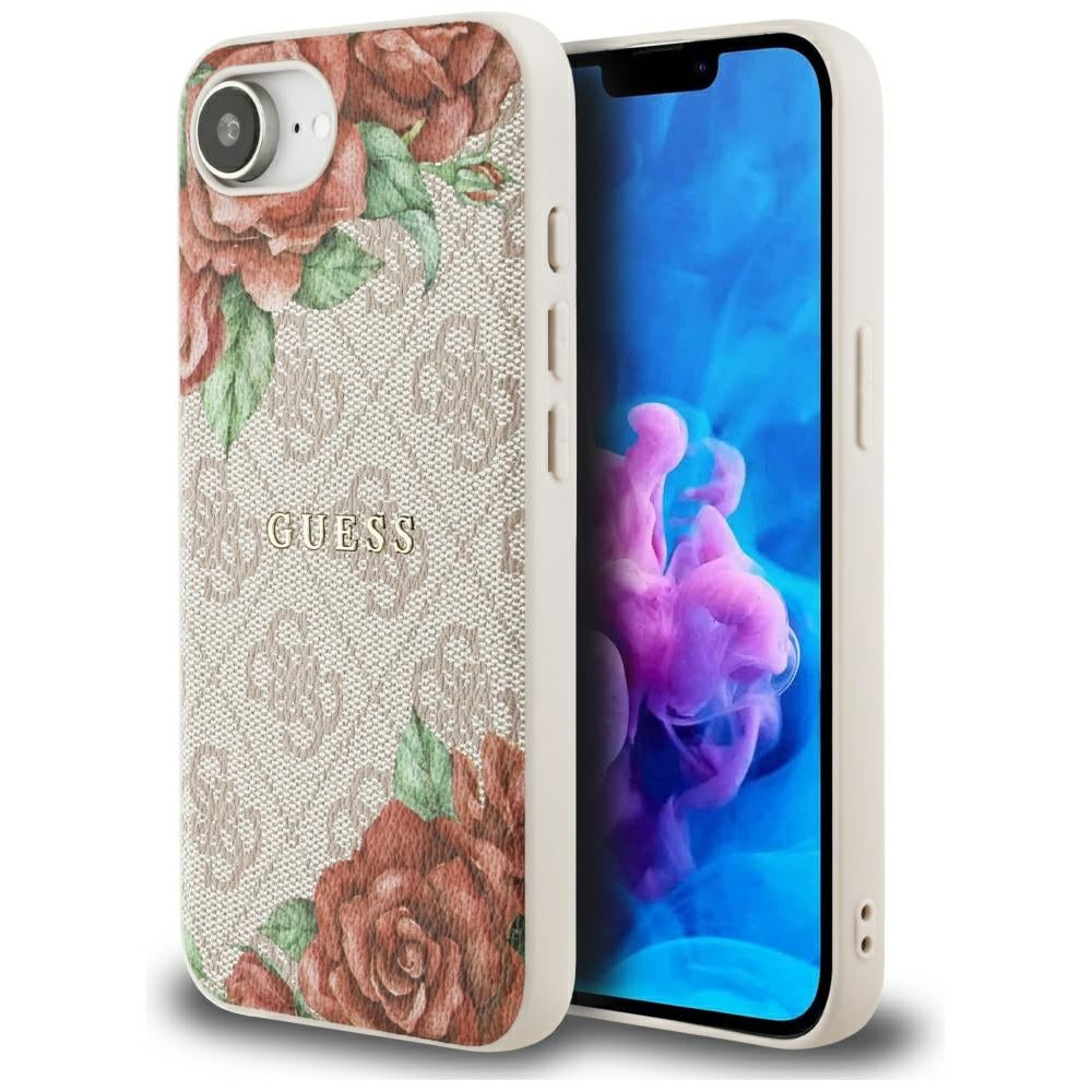 MagSafe futrola za Apple iPhone 16e, Guess, 4G Flowers Print, Roza