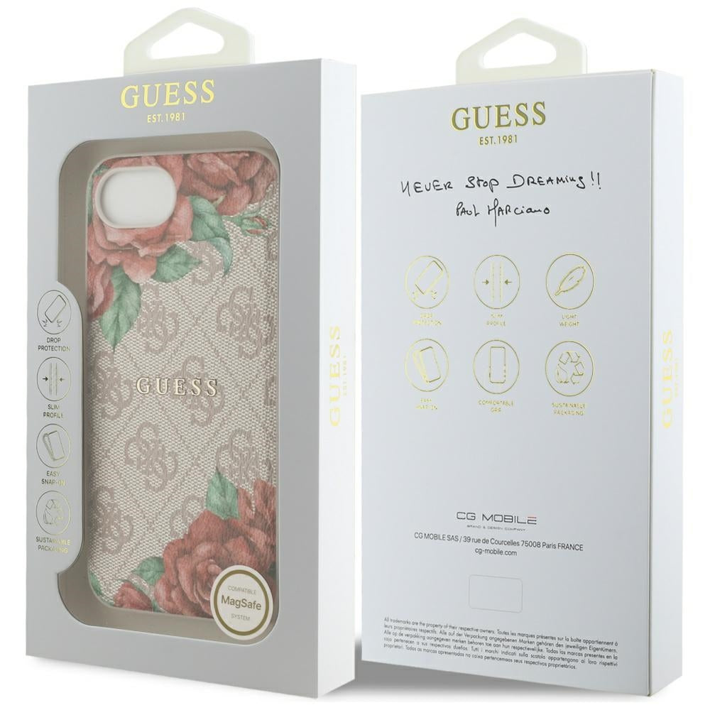 MagSafe futrola za Apple iPhone 16e, Guess, 4G Flowers Print, Roza