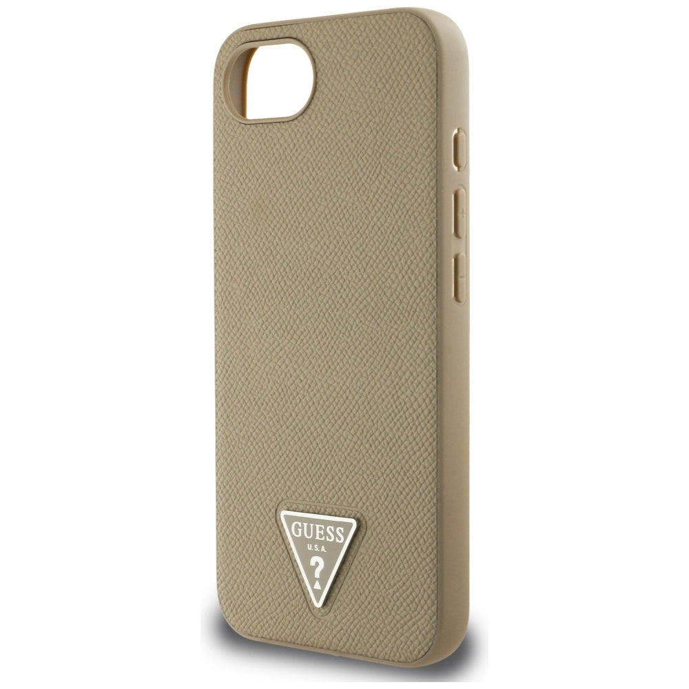MagSafe torbica za Apple iPhone 16e, Guess, Grained Triangle Logo, smeđa