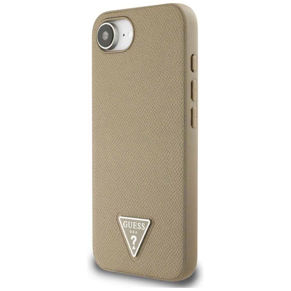 MagSafe torbica za Apple iPhone 16e, Guess, Grained Triangle Logo, smeđa