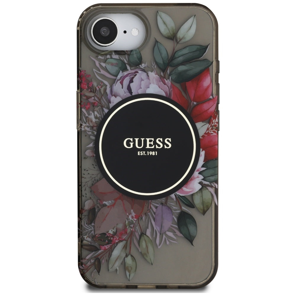 MagSafe futrola za Apple iPhone 16e, Guess, IML Flowers, Crna