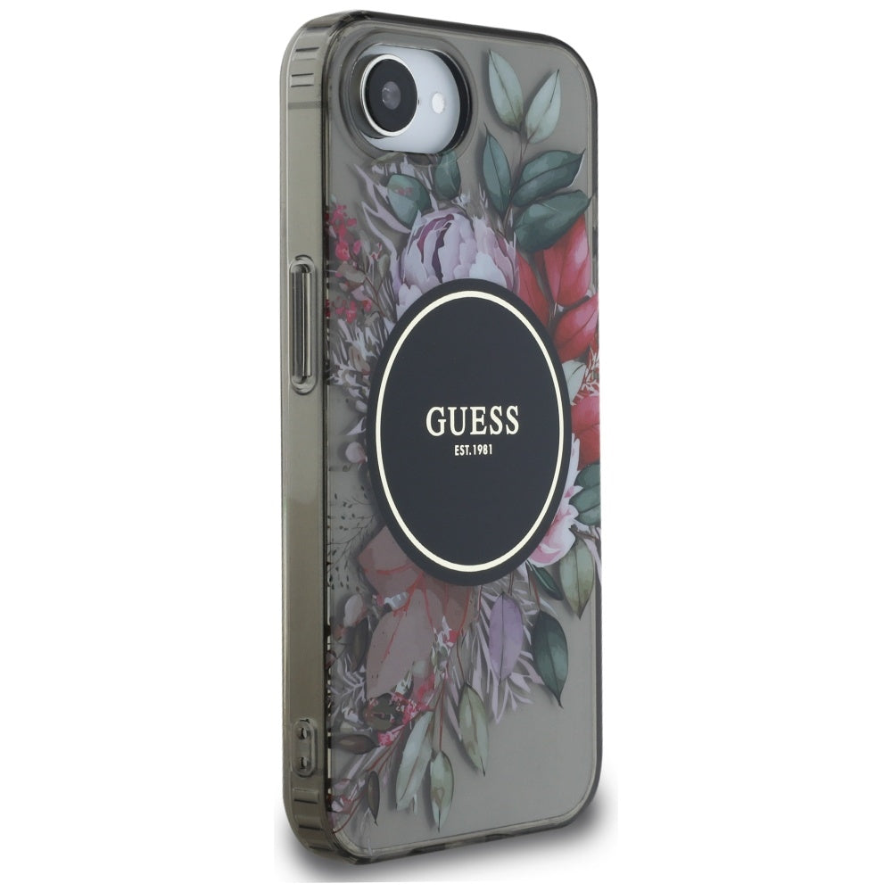 MagSafe futrola za Apple iPhone 16e, Guess, IML Flowers, Crna