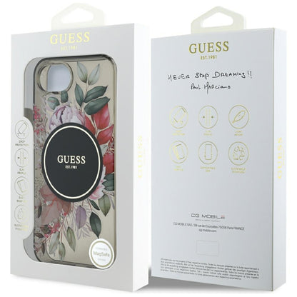 MagSafe futrola za Apple iPhone 16e, Guess, IML Flowers, Crna