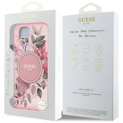 MagSafe torbica za Apple iPhone 16e, Guess, IML Flowers, Roza