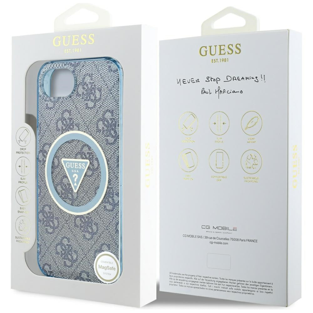 MagSafe futrola za Apple iPhone 16e, Guess, IML Glitter 4G Circle Triangle, Plava