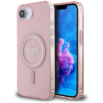 MagSafe futrola za Apple iPhone 16e, Guess, IML Glitter Circle, Roza