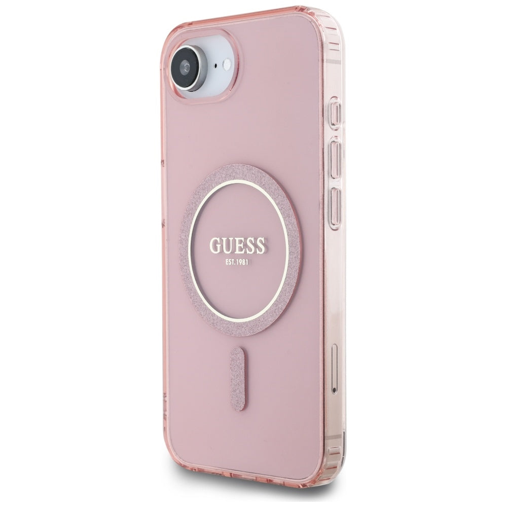 MagSafe futrola za Apple iPhone 16e, Guess, IML Glitter Circle, Roza