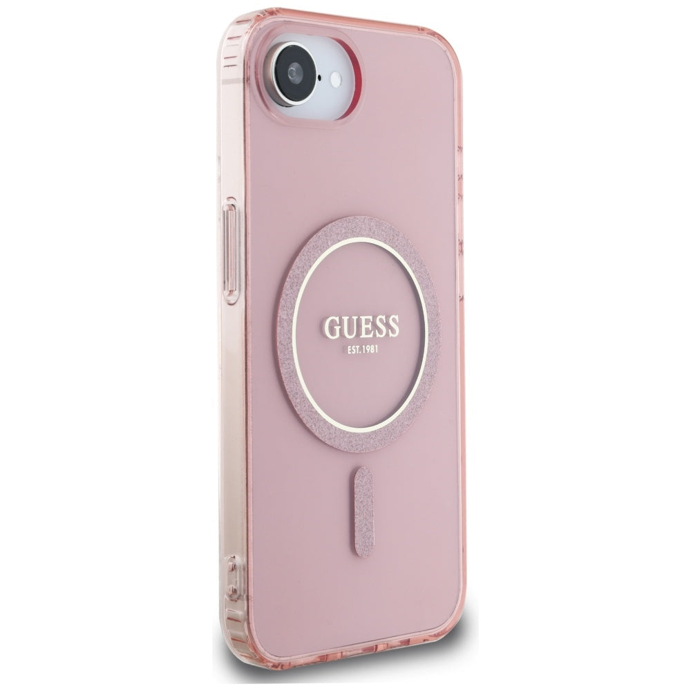 MagSafe futrola za Apple iPhone 16e, Guess, IML Glitter Circle, Roza