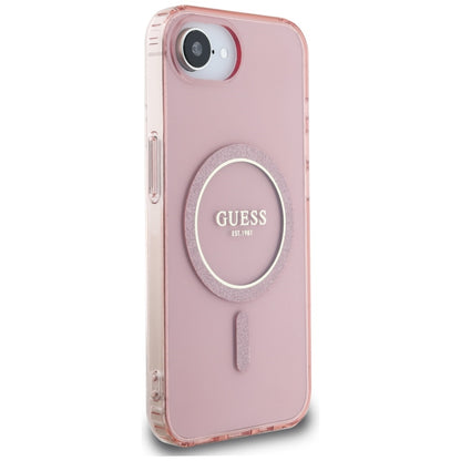 MagSafe futrola za Apple iPhone 16e, Guess, IML Glitter Circle, Roza