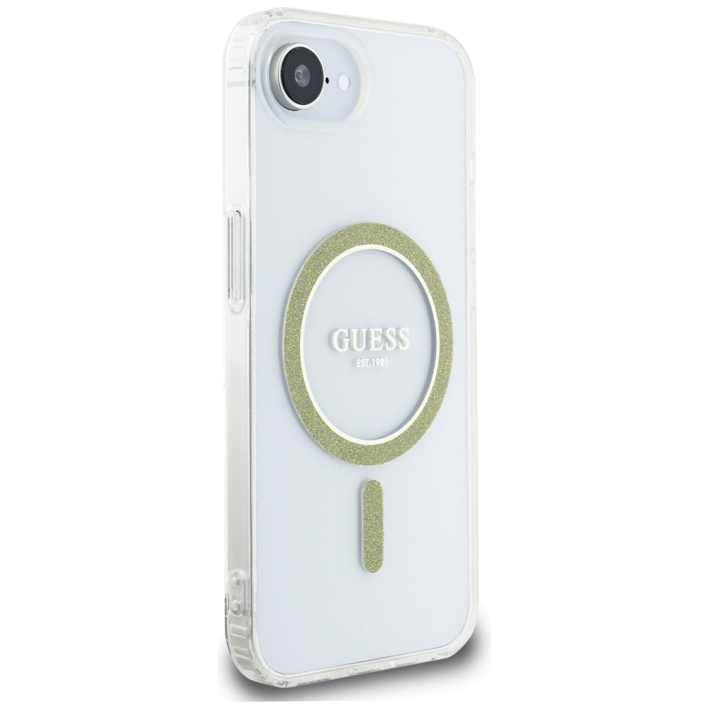 MagSafe futrola za Apple iPhone 16e, Guess, IML Glitter Circle, Prozirna
