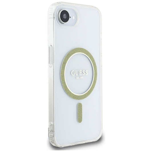 MagSafe futrola za Apple iPhone 16e, Guess, IML Glitter Circle, Prozirna