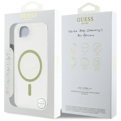 MagSafe futrola za Apple iPhone 16e, Guess, IML Glitter Circle, Prozirna