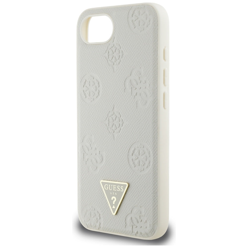 MagSafe torbica za Apple iPhone 16e, Guess, Peony Grained Hot Stamp Triangle, Bež