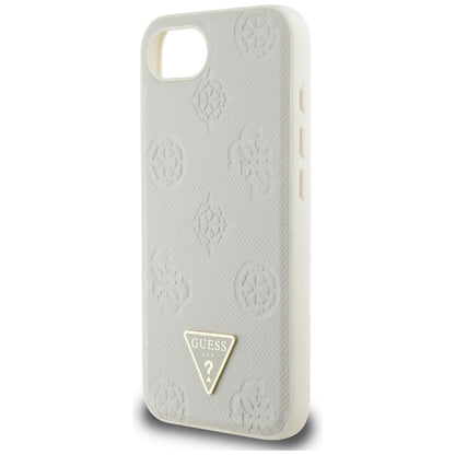 MagSafe torbica za Apple iPhone 16e, Guess, Peony Grained Hot Stamp Triangle, Bež