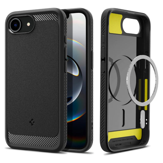 Futrola MagSafe za Apple iPhone 17e / 16e, Spigen, Rugged Armor, Mat crna
