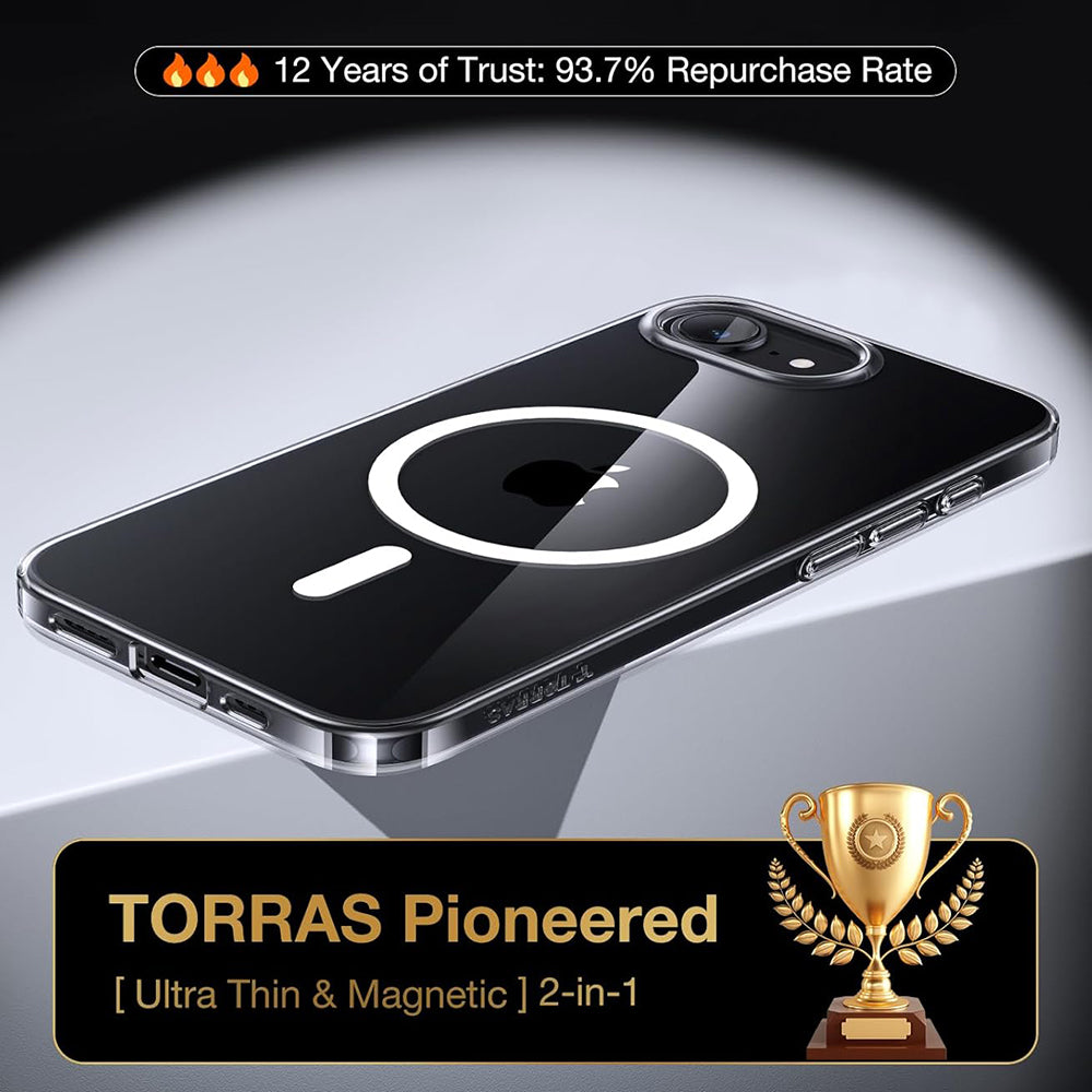 MagSafe torbica za Apple iPhone 17e / 16e, Torras, OriginFit, Prozirna