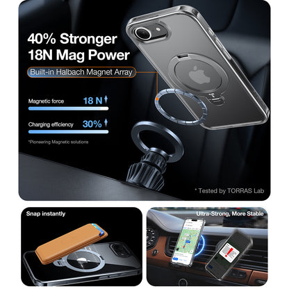 Futrola MagSafe za Apple iPhone 17e / 16e, Torras, Ostand Spin, Prozirna