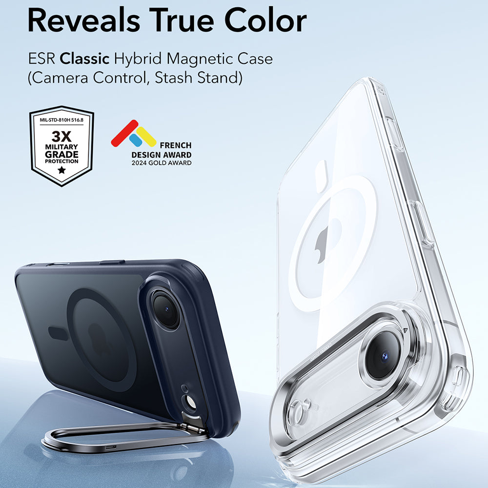 Futrola MagSafe za Apple iPhone 17 Air, ESR, Classic Hybrid Kickstand, Satensko Plava