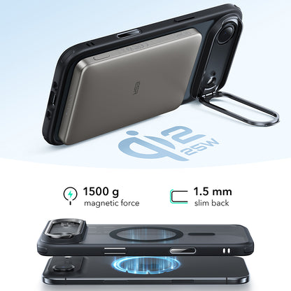 Husa MagSafe za Apple iPhone 17 Air, ESR, Classic Hybrid Kickstand, Crna Satinirana