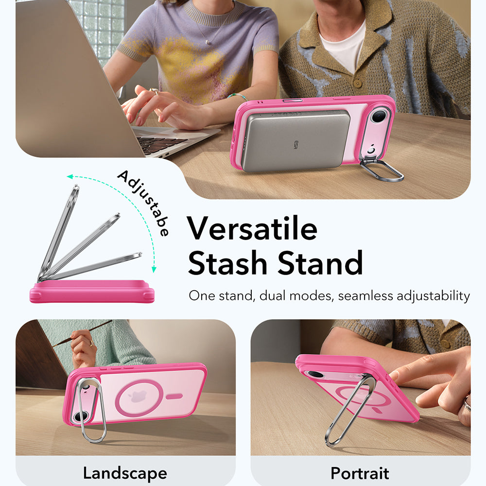 Futrola MagSafe za Apple iPhone 17 Air, ESR, Classic Hybrid Kickstand, Roza Satinirana