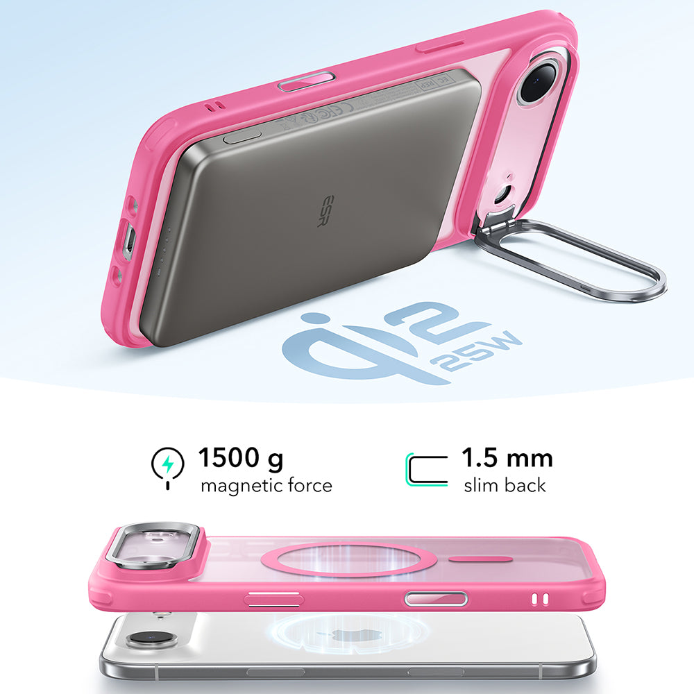 Futrola MagSafe za Apple iPhone 17 Air, ESR, Classic Hybrid Kickstand, Roza Satinirana
